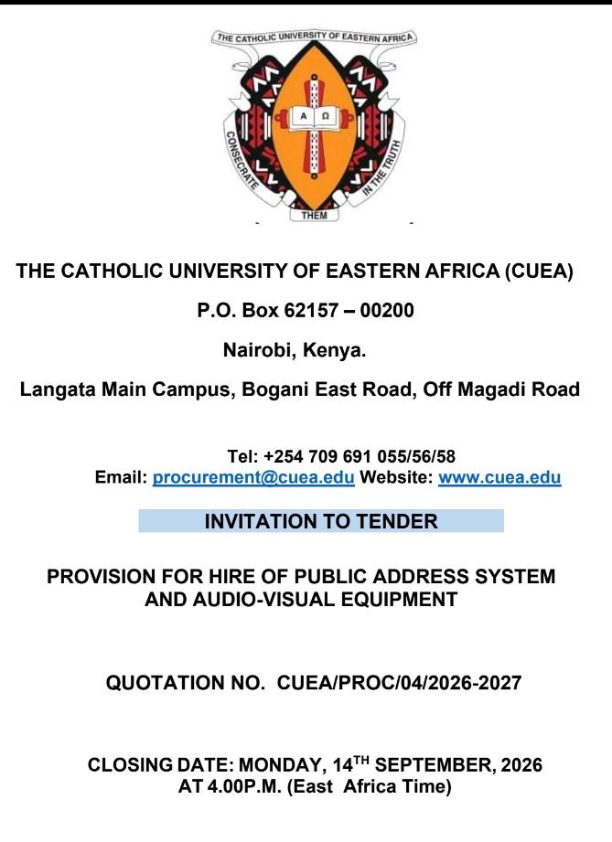 Invitation to Tender: Provision for Hire of Public Address System and Audio-Visual Equipment